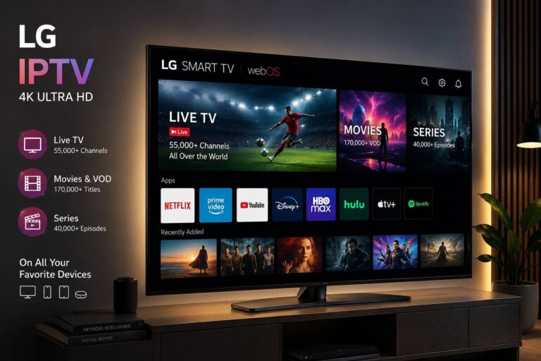 LG Smart TV with IPTV streaming in 4K Ultra HD, live TV channels, movies, sports, and on-demand entertainment for the best home viewing experience in the USA.