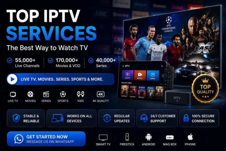 Top IPTV services with live TV channels, movies, series and sports streaming on Smart TV and streaming devices.