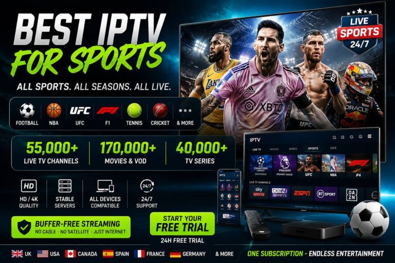 Best IPTV for sports with live football, UFC, F1, NBA, tennis and cricket streaming in HD and 4K.